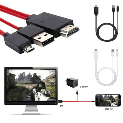 Mobile Phone Connected To TV To HD Video Output Cable