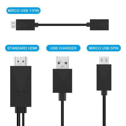 Mobile Phone Connected To TV To HD Video Output Cable